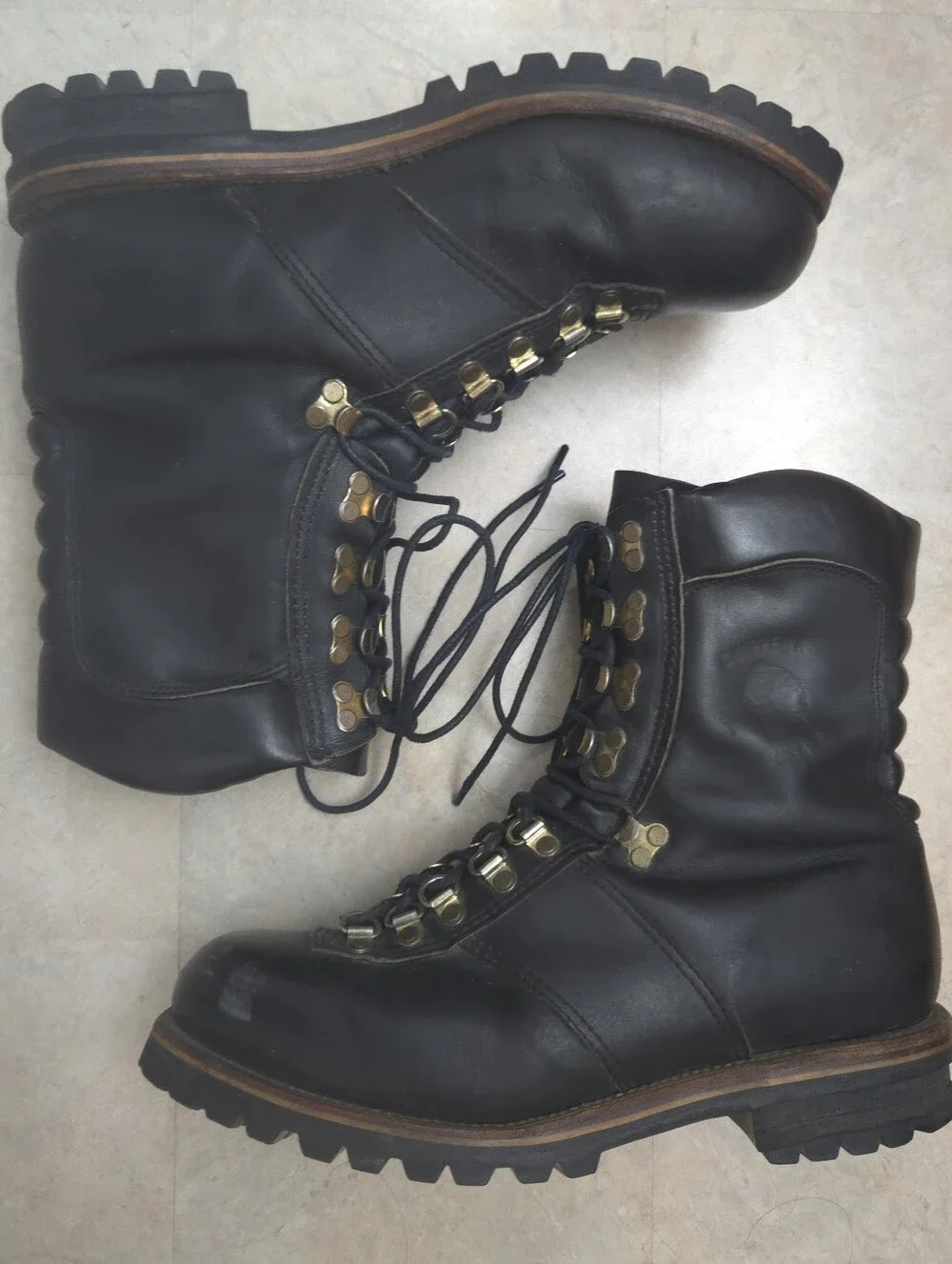 Chippewa Men's Leather Insulated Black Work Boots with Cream Lining Size 9.5